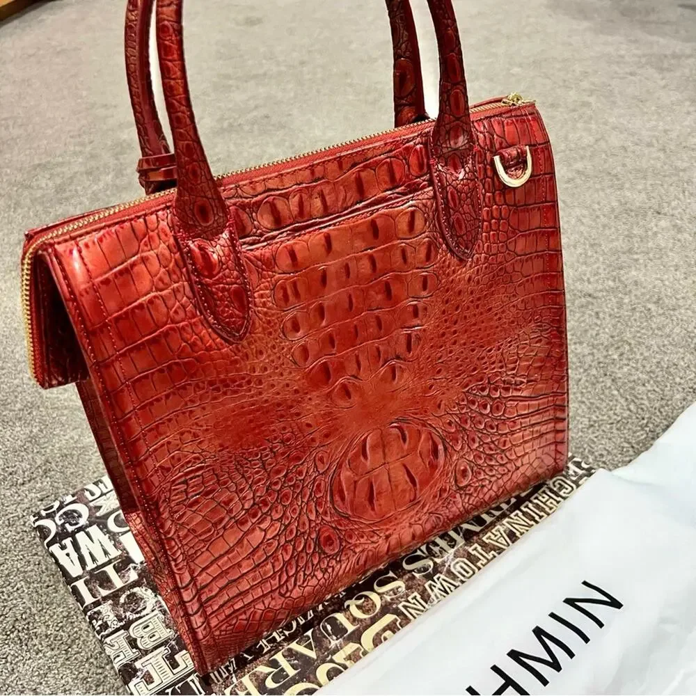 Brahmin Caroline Satchel Red Dragon Melbourne Leather Bag - Picture 5 of 11